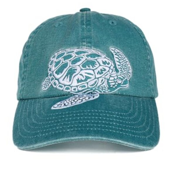Embroidered Sea Turtle Baseball Cap Adjustable Retro Classic Sun Protection Hat - Picture 2 of 8